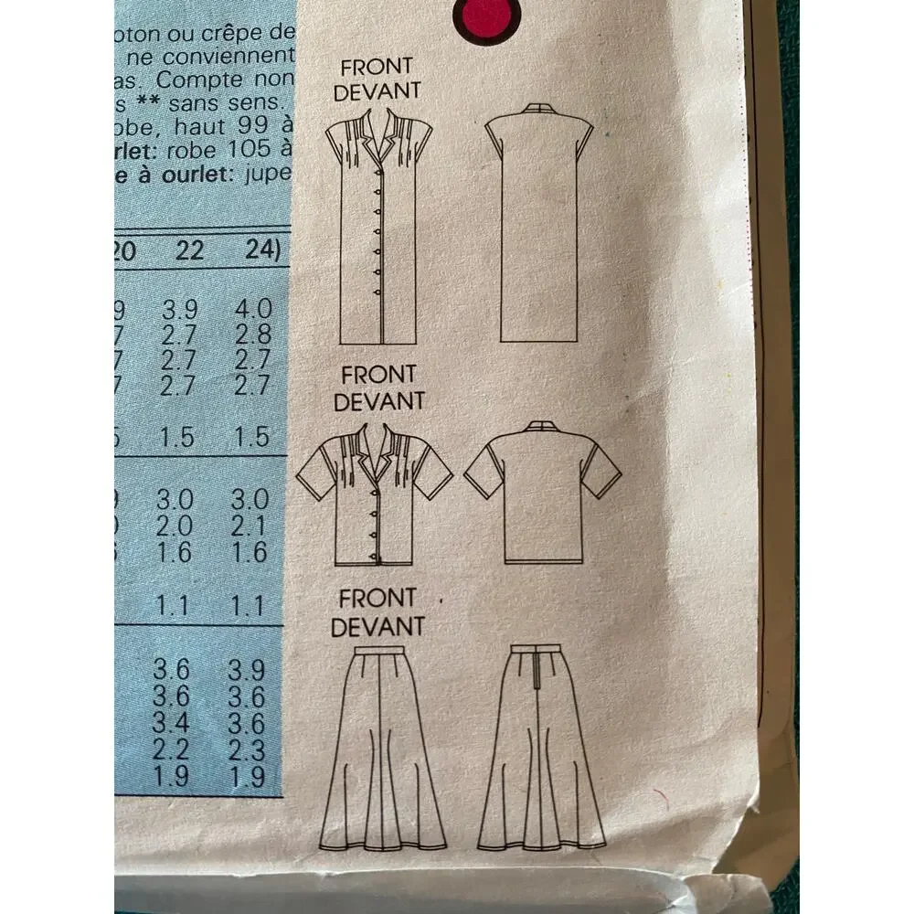 Vogue 9608 shirt dress pattern sz 14 16 18